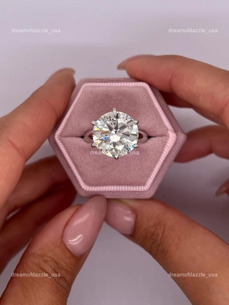 14k White Gold 10CT Round Lab Grown Diamond Christmas Sale ! Ring-image