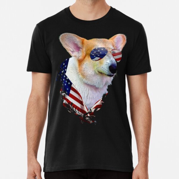 Corgi Dog Retro USA Pop Art Corgi Lover Great Gift Idea Premium T-Shirt S-5XL