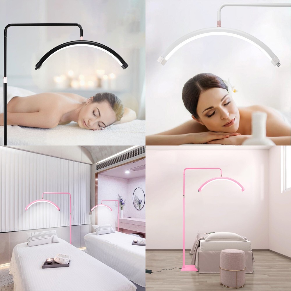 Half Moon LED Floor Lamp for Lash Extensions & Skincare in Black