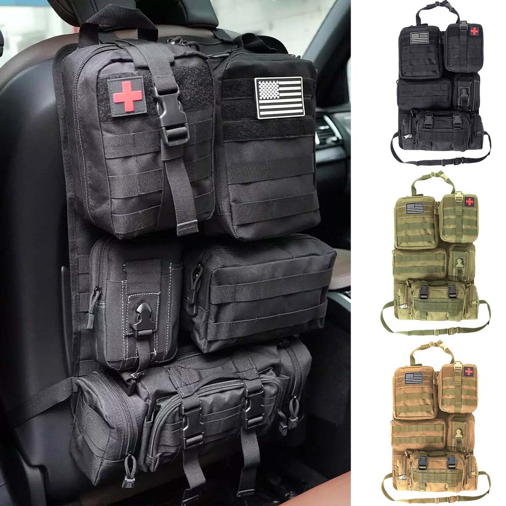6 in 1 Tactical Car Seat Back Organizer Car Truck SUV Jeep Vehicle Panel Pouches