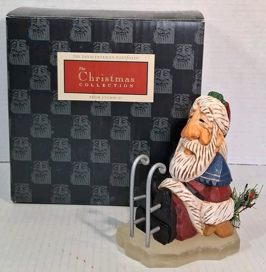 Vintage 1998 Skating Santa Figurine by David Frykman DF 1322 Christmas Collectible