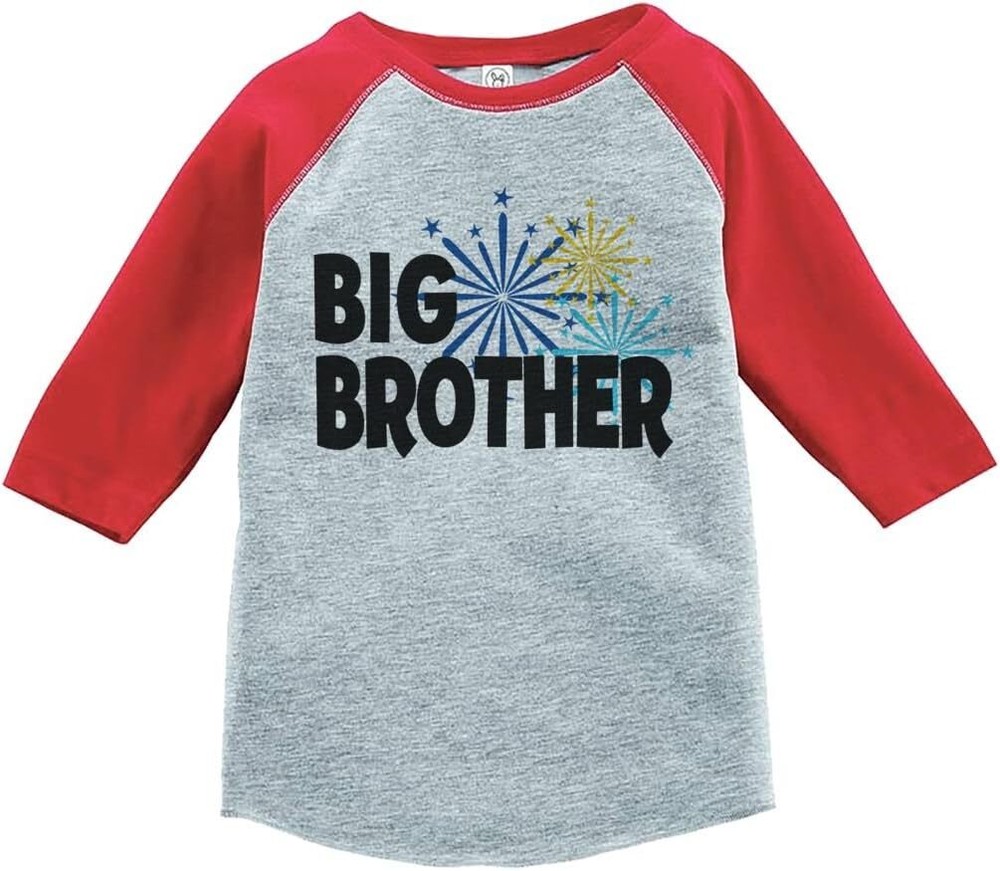 Custom Party Shop Kids Big Brother Happy New Year Raglan Red 5T-image