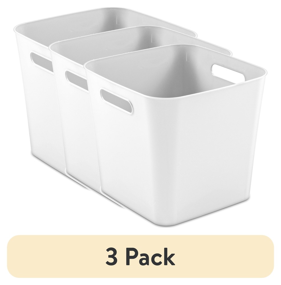(3-Pack) White Mainstays Cube Storage Bins for Organizing  
