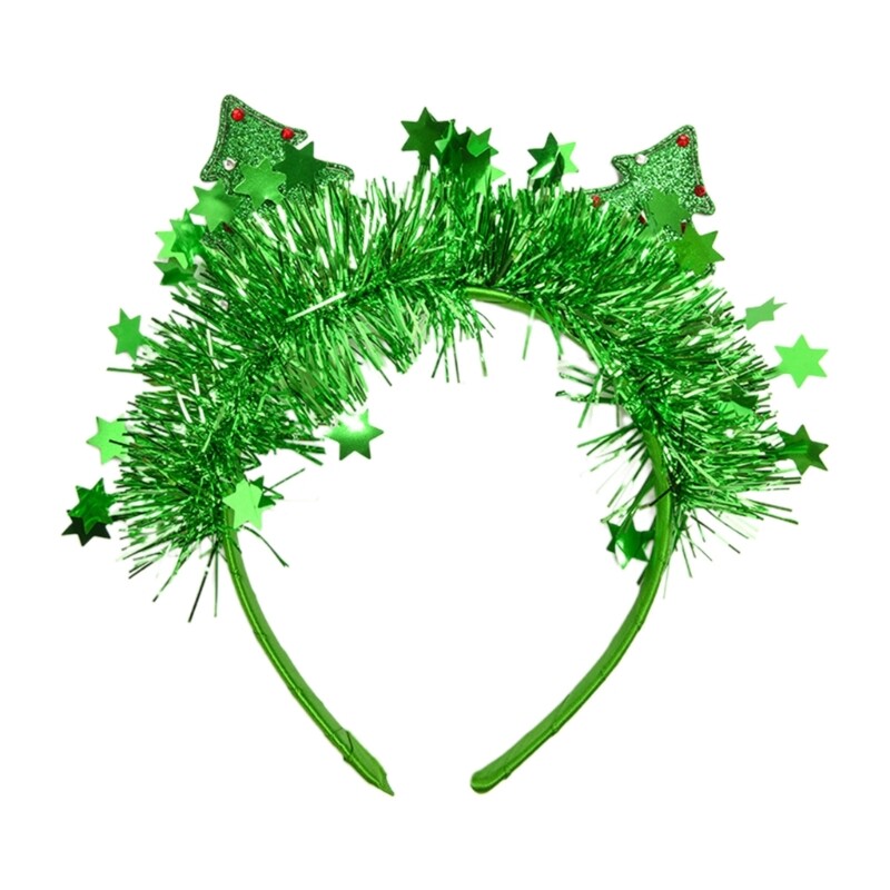 Sparkling Xmas Tree Headband for Women Girls Live Stream Hair Accessory