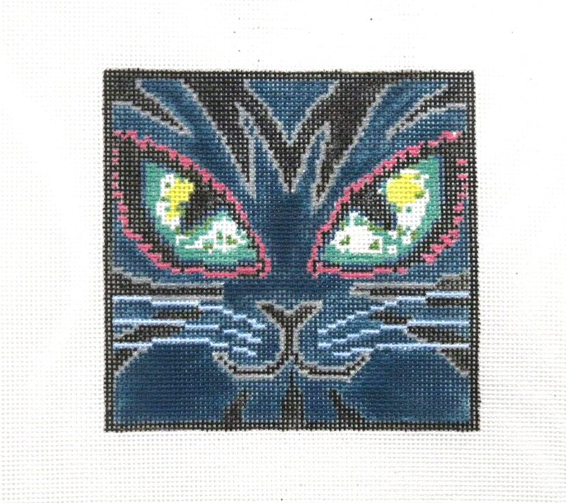 Dream House Ventures Halloween Cat Face Handpainted Needlepoint Canvas