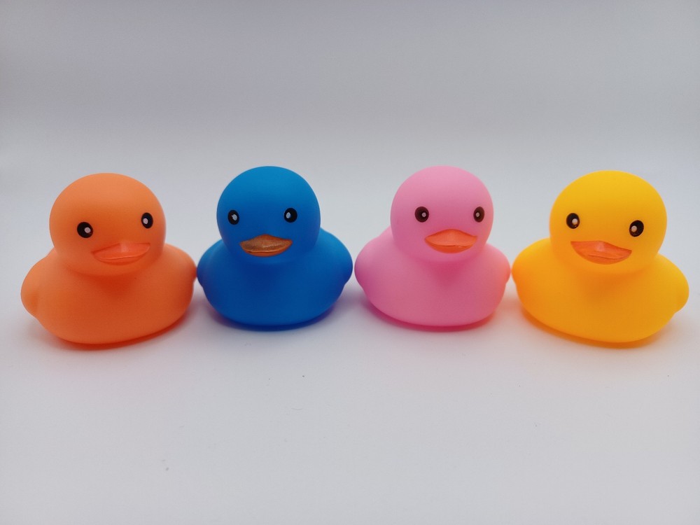4-Pack Colorful Rubber Duck Jeep Toys - Orange, Blue, Pink, Yellow - 1.75in