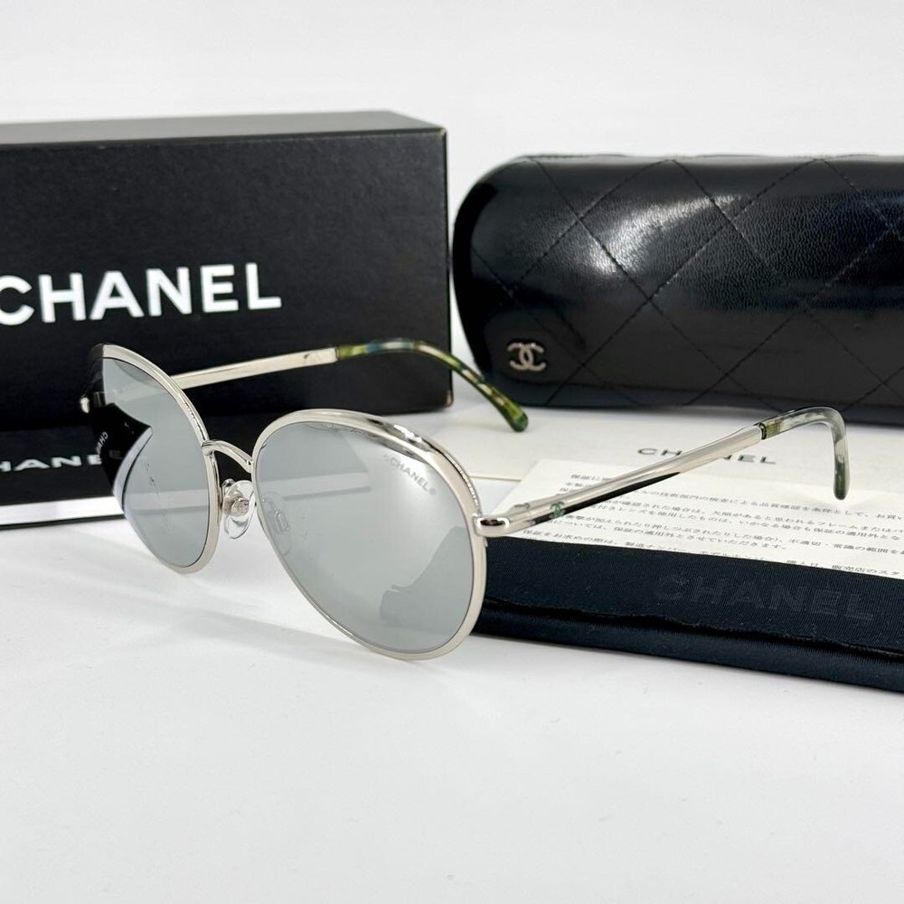 CHANEL 4206 Silver Frame Sunglasses with Coco Mark #2