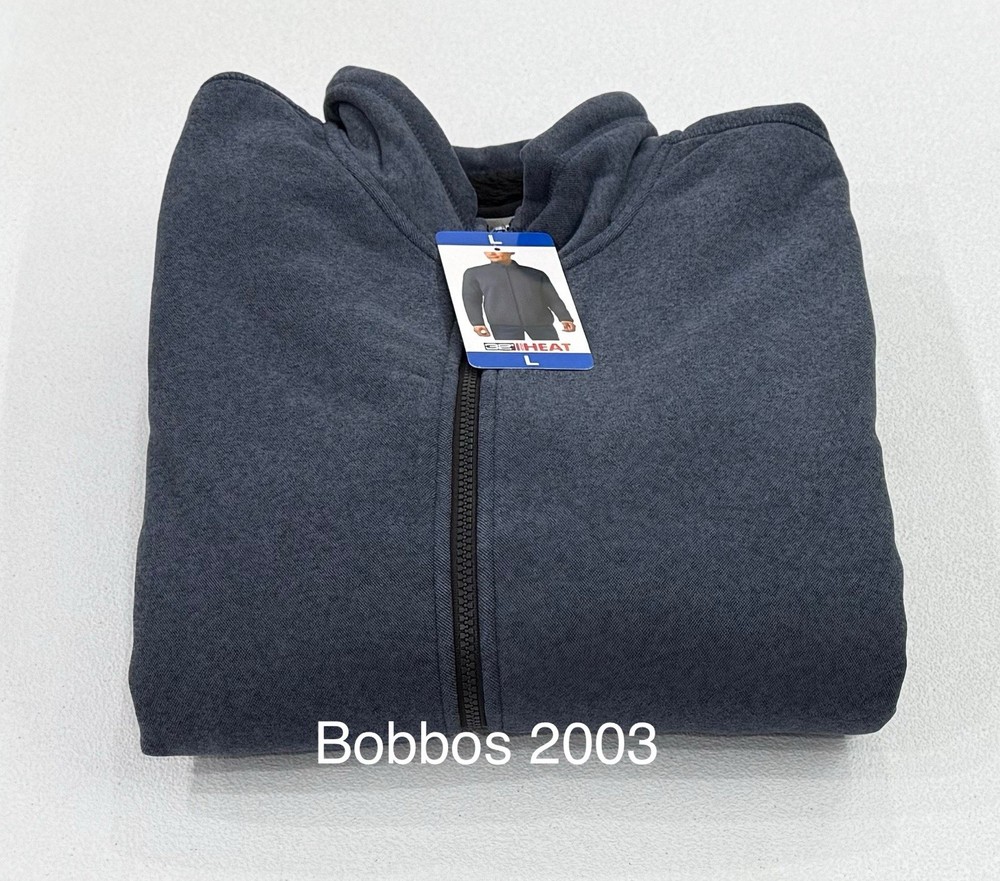 32 Degrees Heat Men's Full Zip Fleece Sherpa Mock Neck Jacket, Blue, Size L