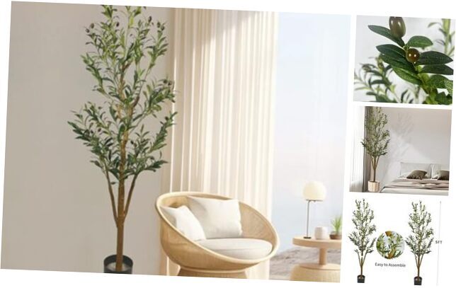 Realistic 5ft Faux Olive Tree with Potted Base & Lifelike Texture  