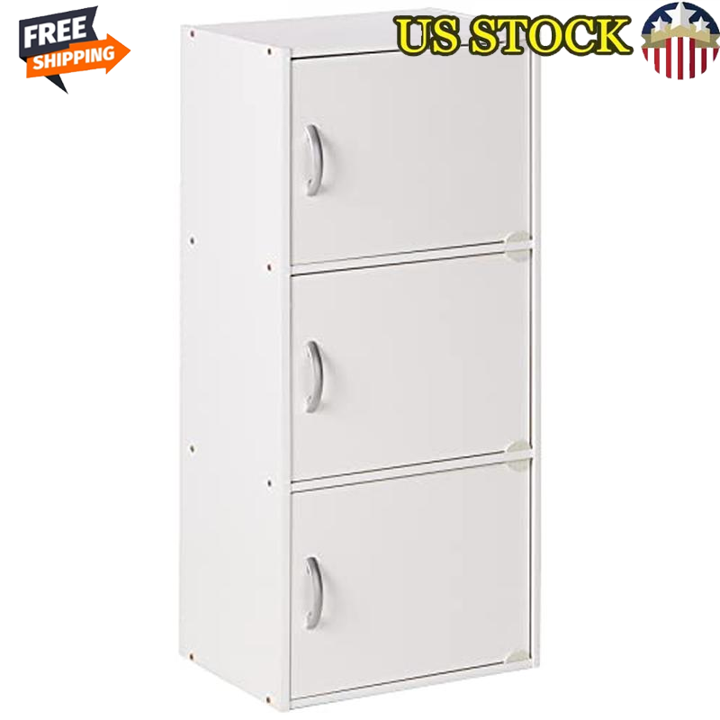 Wooden Heavy Duty 3 Door Multipurpose Storage Cabinet Home Office Organization