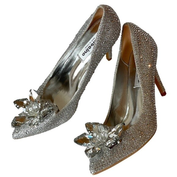 Women Silver Crystal Rhinestone Glitter Heels for Wedding Prom Bridesmaid Size 8