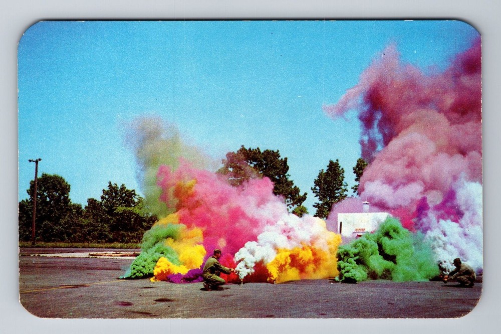 Vintage Colored Smoke Demo Postcard from Sampson Air Force Base, Geneva NY