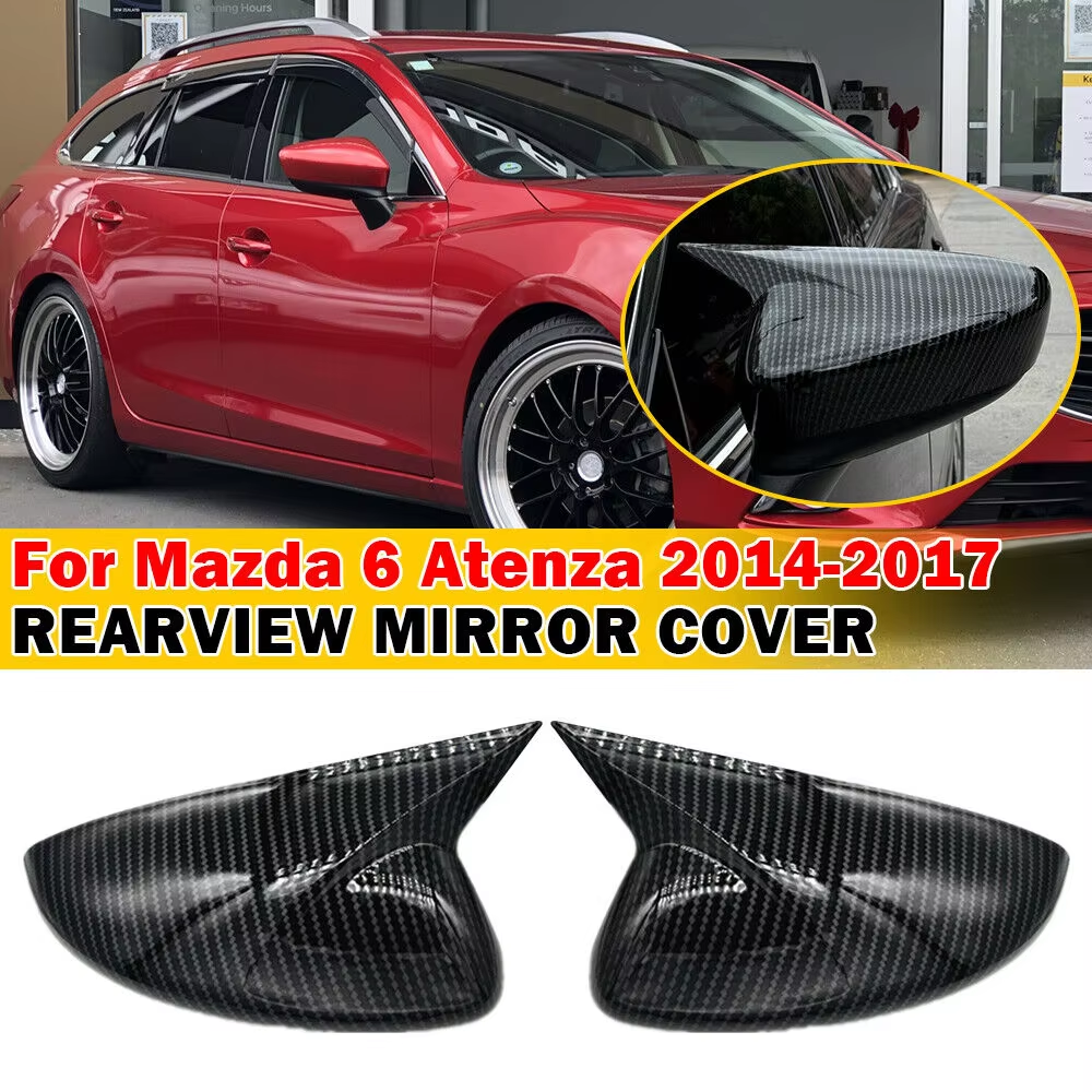 For Mazda 6 Atenza 2014-2017 2x Rearview Side Mirror Cover Wing Cap Trim Add on
