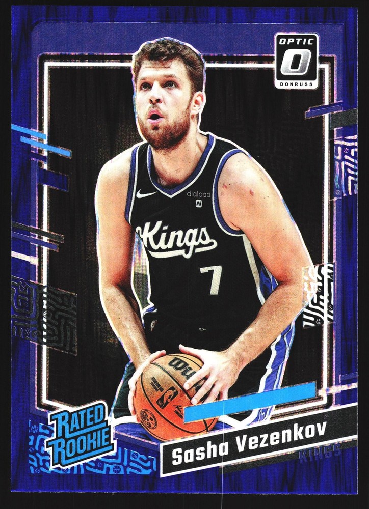 Sasha Vezenkov 2023-24 Donruss Optic Purple Shock Rookie Card Sacramento Kings