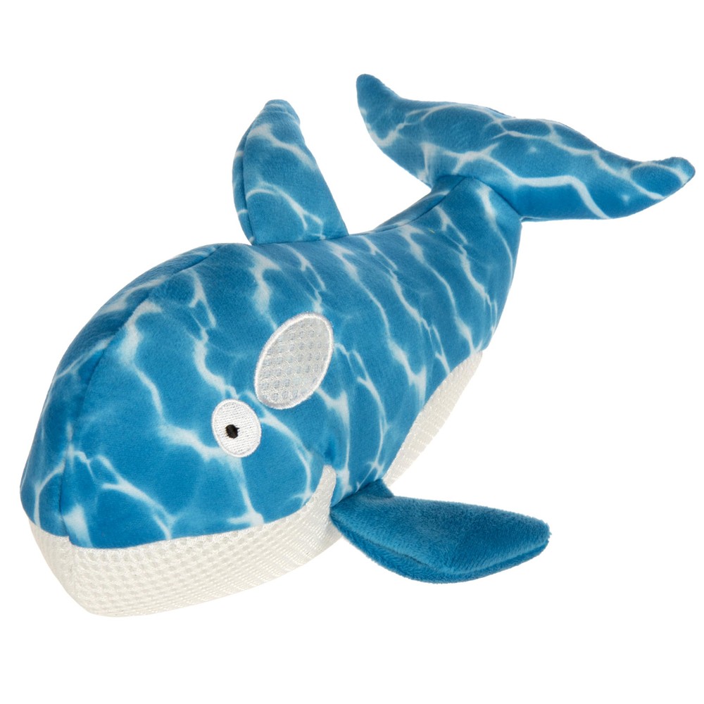 Strong 'N Silent Silent Swimmer Soft Plush Orca Silent Squeaker Chew Guard Do...