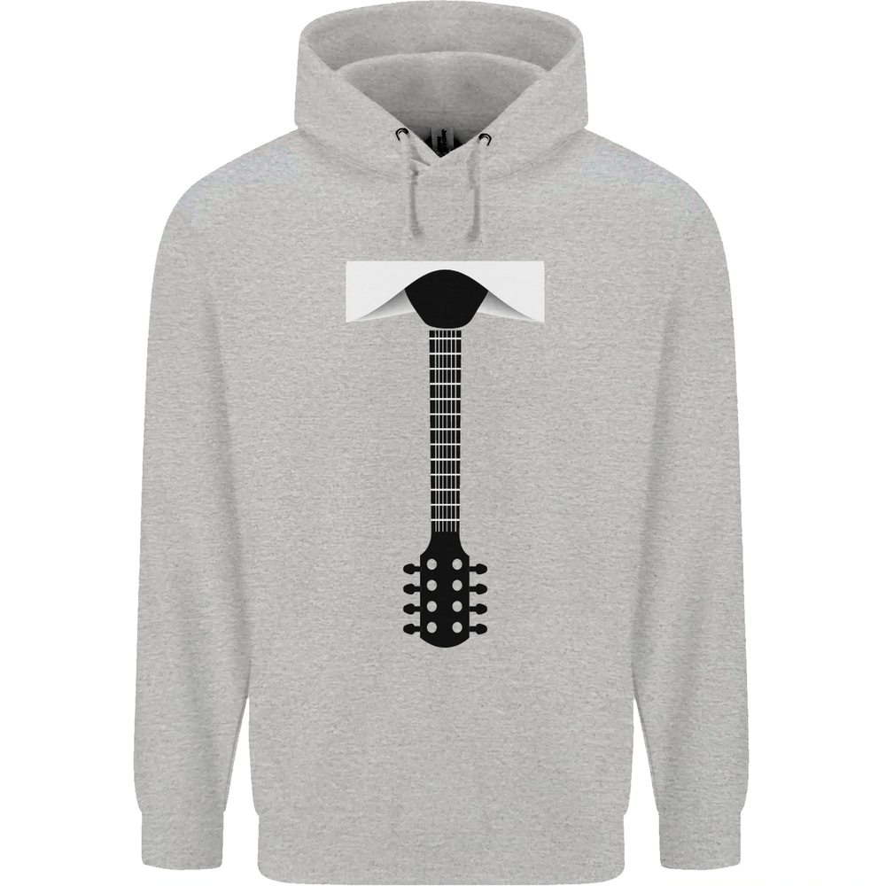 Guitar Tie Guitarist Bass Acoustic Funny Mens 80% Cotton Hoodie