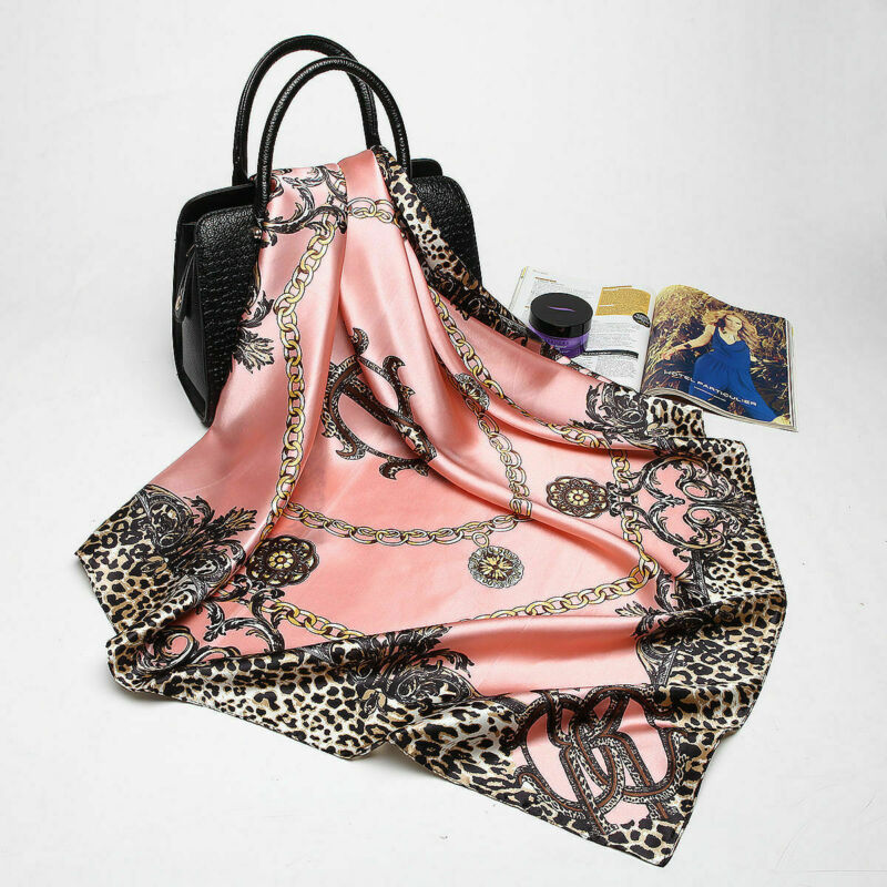 Women's Printed Silk-Satin Head Scarf Shawl Wrap 90x90cm Fashion Accessory