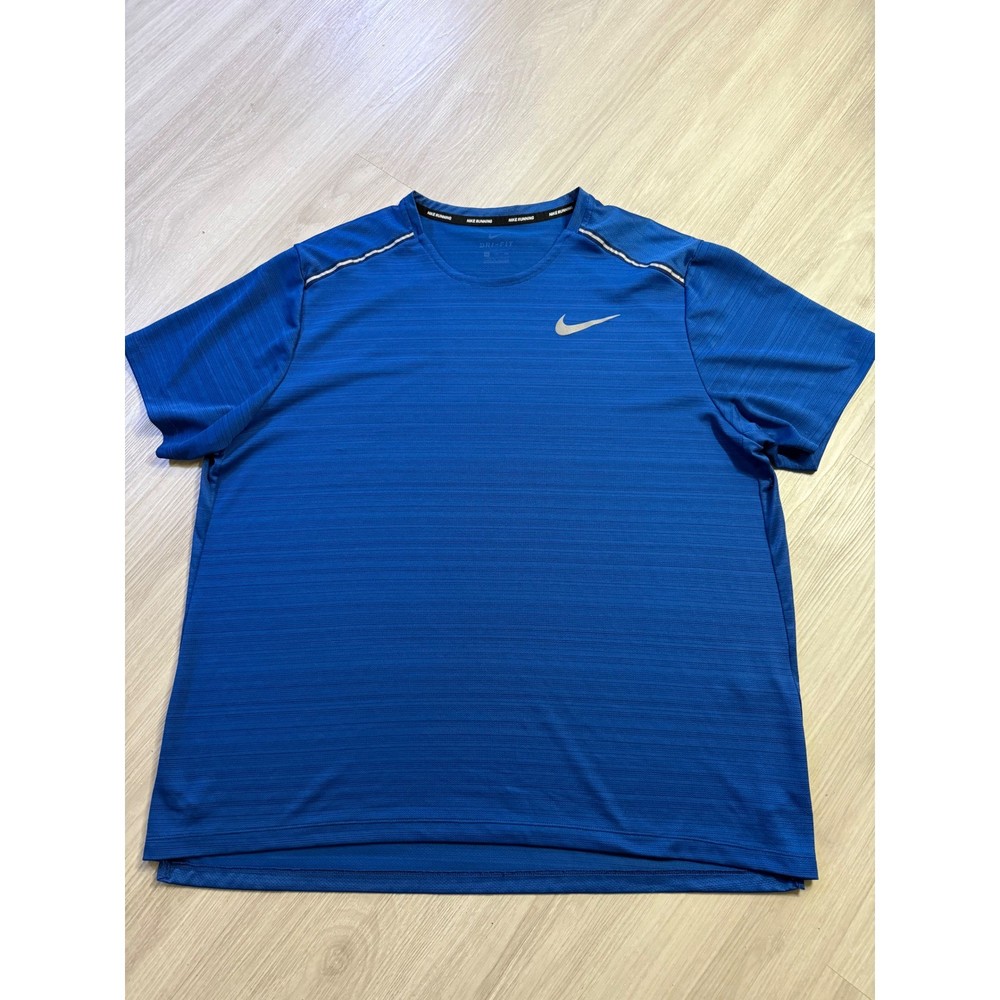 Nike Running Dri-FIT Shirt Mens 2XL Blue Short Sleeve Training Top CU0326-438