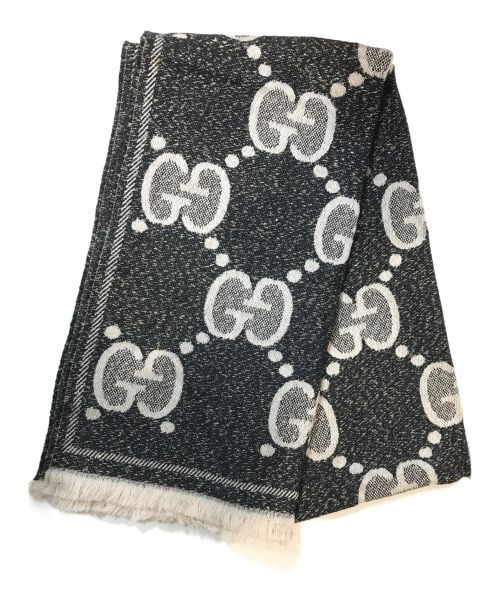 Gg Wool Glitter Jacquard Scarf with Embroidered Logo  