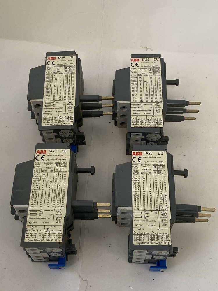 Lot Of 4 ABB TA25 DU OVERLOAD RELAY 2.2 - 3.1 AMP