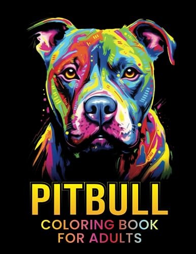 Pitbull Coloring Book For Adults with 50 Realistic Dog Illustrations to Color