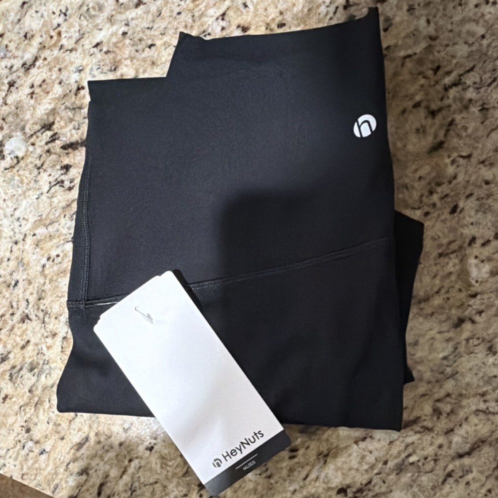 HeyNuts Workout Pro 2.0 7/8 Leggings Black L High Rise Compression Lycra 25