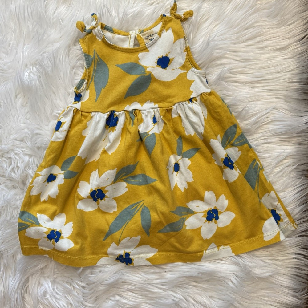 Carter’s Dress Baby Girl 18M Yellow Floral Sleeveless Sundress Bloomers EUC