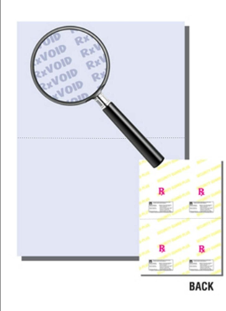 Blue 8.5x11 Secure Rx Prescription Paper with Horizontal Perforations - 500 Sheets