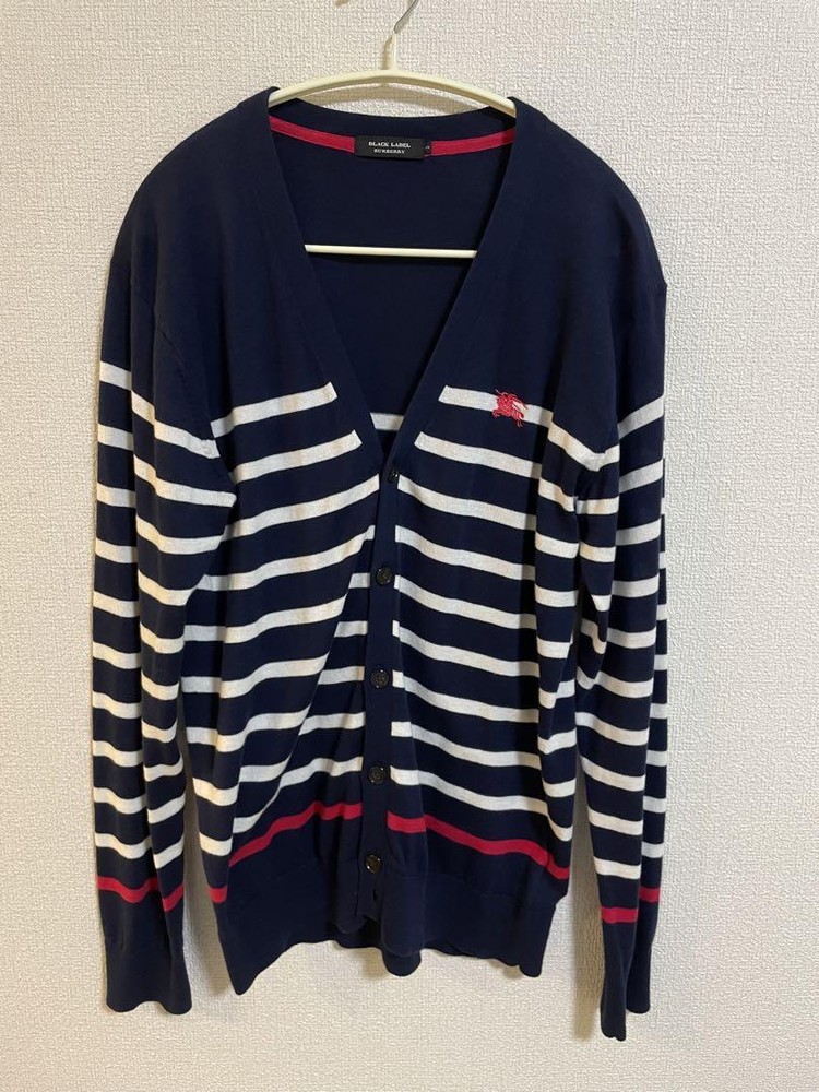 Burberry Black Label Striped Cardigan Navy 2 F/S from Japan