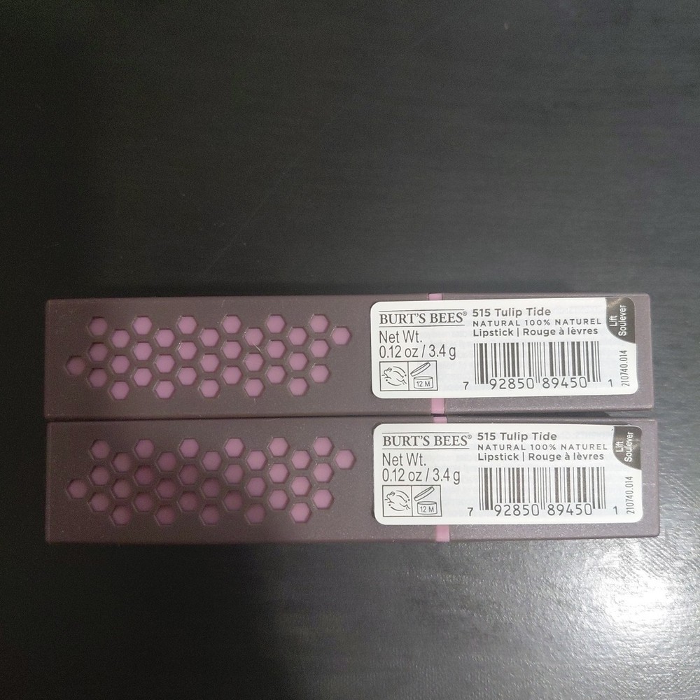 🌸 Lot of Two Burt's Bees Lipstick 515 Tulip Tide 0.12oz Sealed 100% Natural 💄