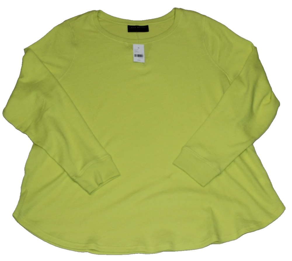 NWT Lane Bryant Women's Activewear Top Size 14/16 Green Waffle Weave Long Sleeve