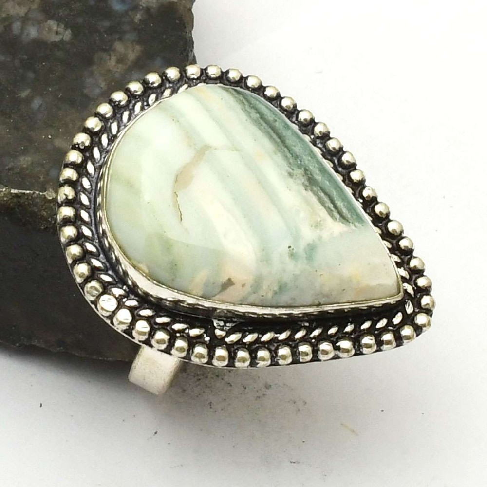 Dendrite Opal Gemstone Handmade Ring Jewelry Women Gift US Size-7 AR 74183