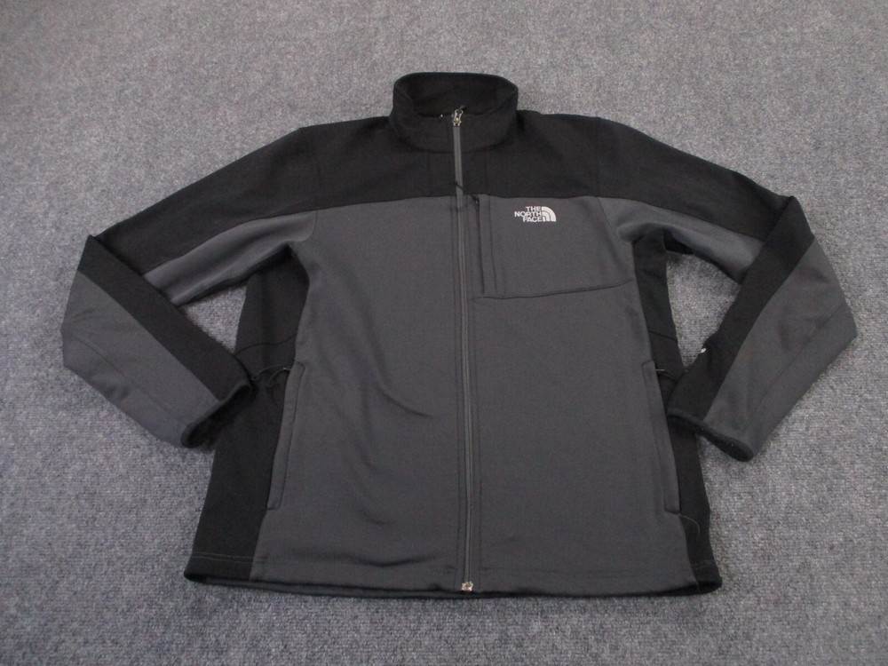 North Face Jacket Men L Gray Active TKA Stretch Outdoors Hiking Track Logo Gym