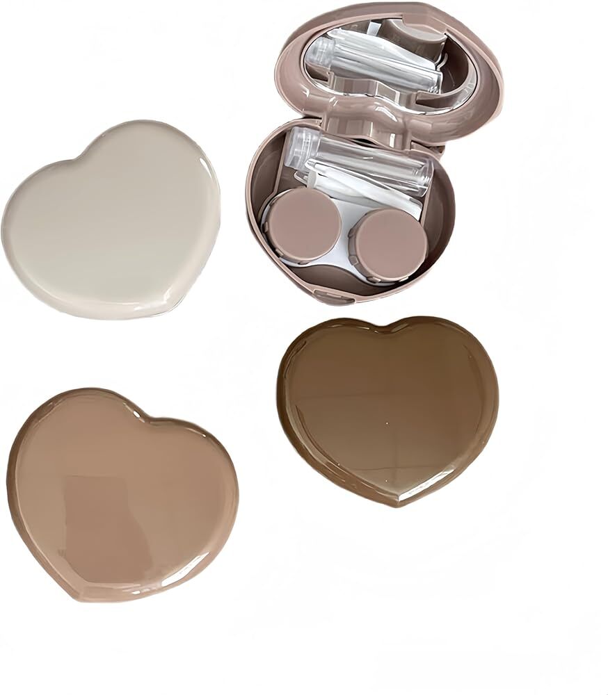 4-Pack Heart-Shaped Contact Lens Cases with Travel Box Holder