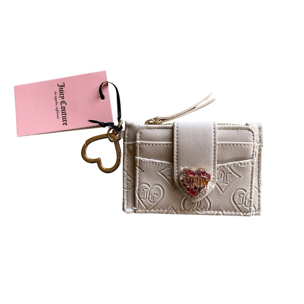 Juicy Couture Glitz Out Tab Elongated Credit Card Holder Wallet Heart Design NWT