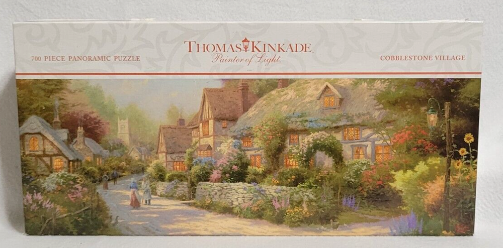 Thomas Kinkade Cobblestone Village 700 Piece Panoramic Puzzle