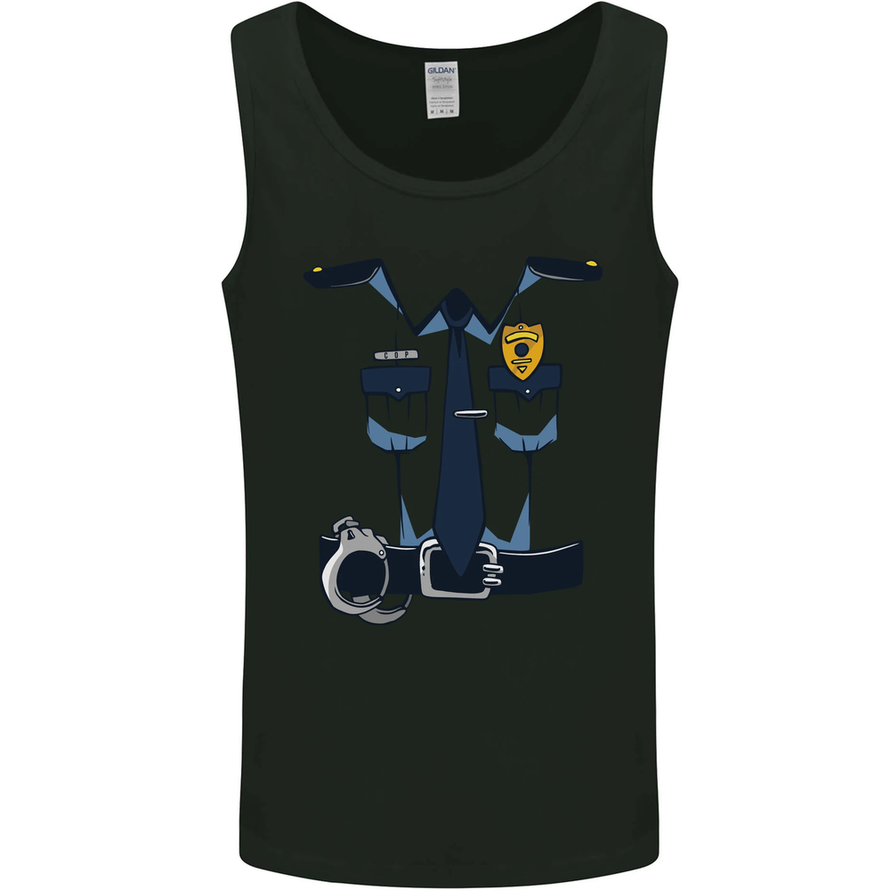 Mens Police Fancy Dress Costume Stag Do Vest Tank Top Outfit