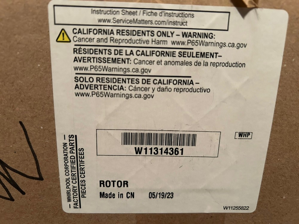 NEW “OEM” WHIRLPOOL WASHER ROTOR #W11314361