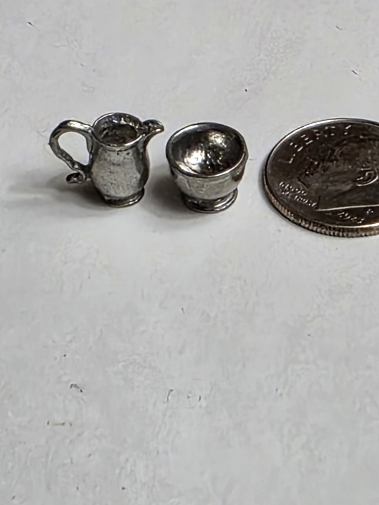 Vintage Miniature Sterling Silver Sugar Creamer Set for Dollhouse