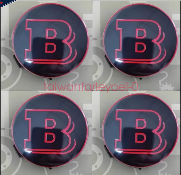 Mercedes Centre Caps 75mm Brabus Emblems Logo Alloy Wheel Badges Gloss RED Black