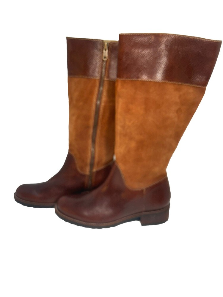 VTG LLBean Genuine Leather & Suede Brown Knee High Women’s Boots Full Zip Up 7M