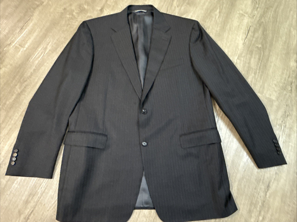 Canali Men's 56R (US  46) Gray Pinstripe Wool Blazer Jacket Made in Italy
