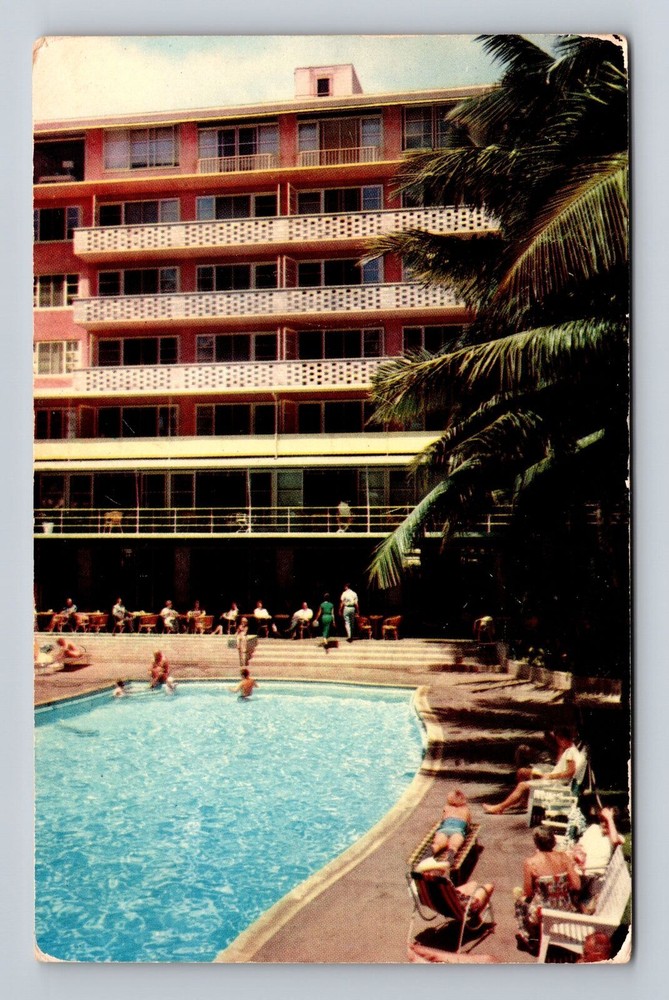 Waikiki HI-Hawaii, Edgewater Hotel Advertising, Souvenir, Vintage Postcard