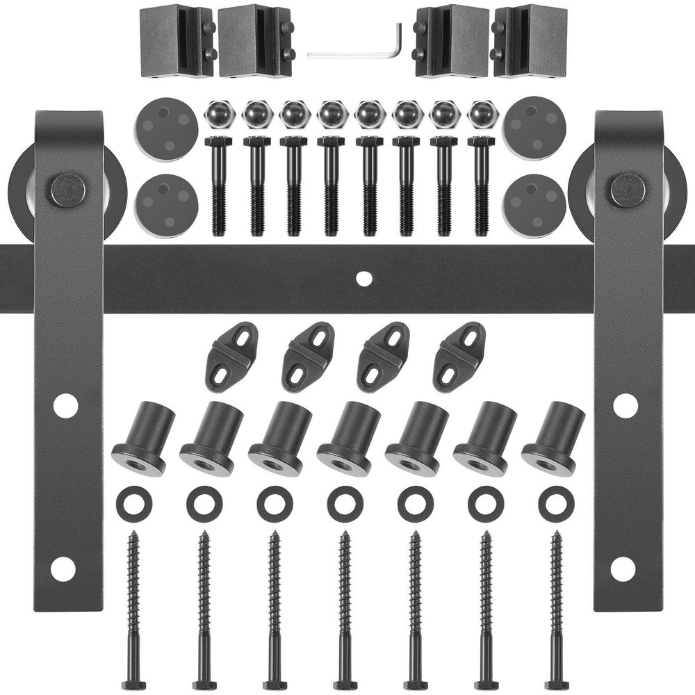 Kit de herrajes para puertas correderas de granero, kit de puerta de granero de 9 pies para panel de puerta ancha de 4,5 pies