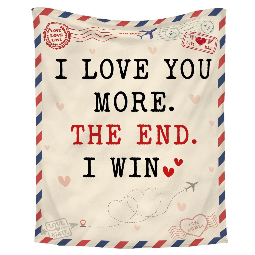 Valentines Day Gift I Love You More Throw Blanket for Couple Him Her I Win-image