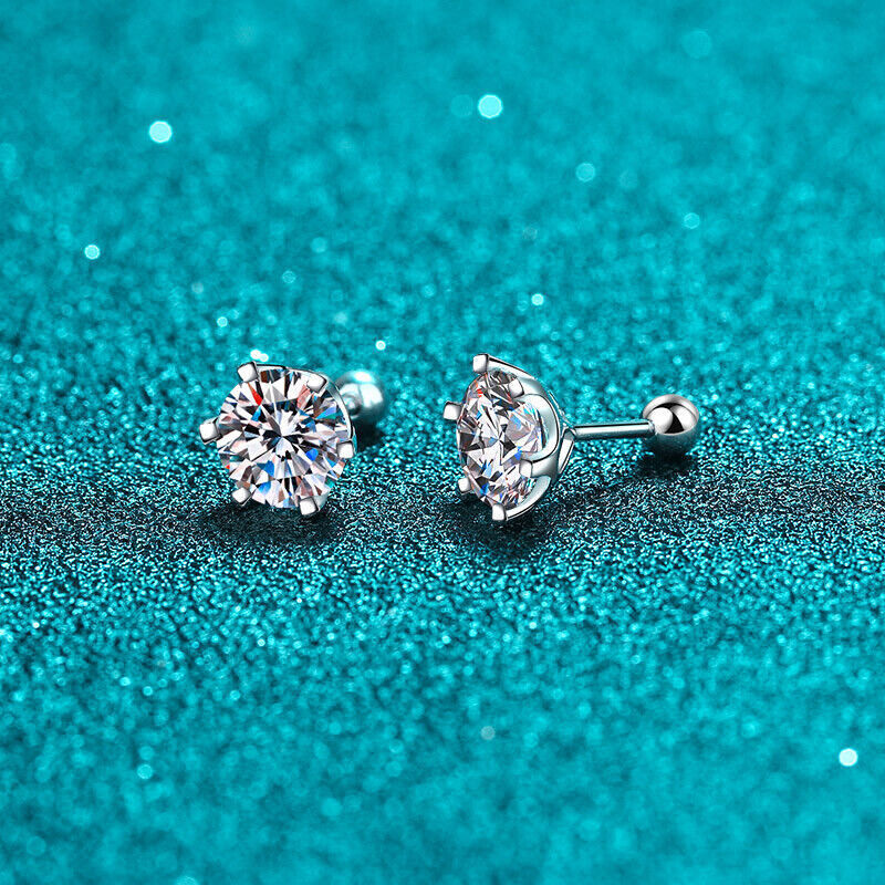 4 Ct Moissanite Stud Earrings 925 Sterling Silver Pass Tester