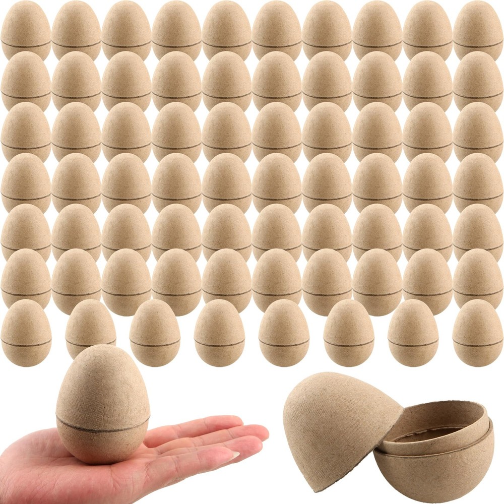 70 Pcs DIY Paper Mache Easter Eggs 3.2 Inch Empty As Shown