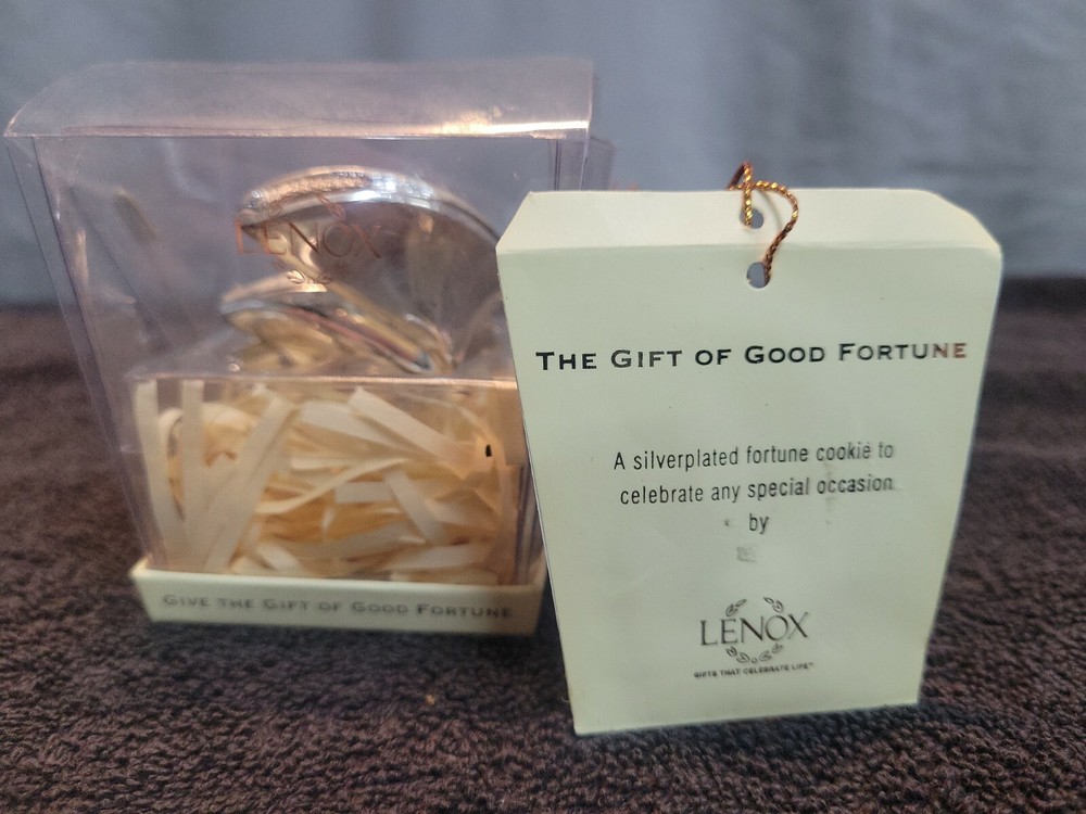 M-Lenox Silver Plated Fortune Cookie Good Luck New Year Wedding Birthday Gift-image