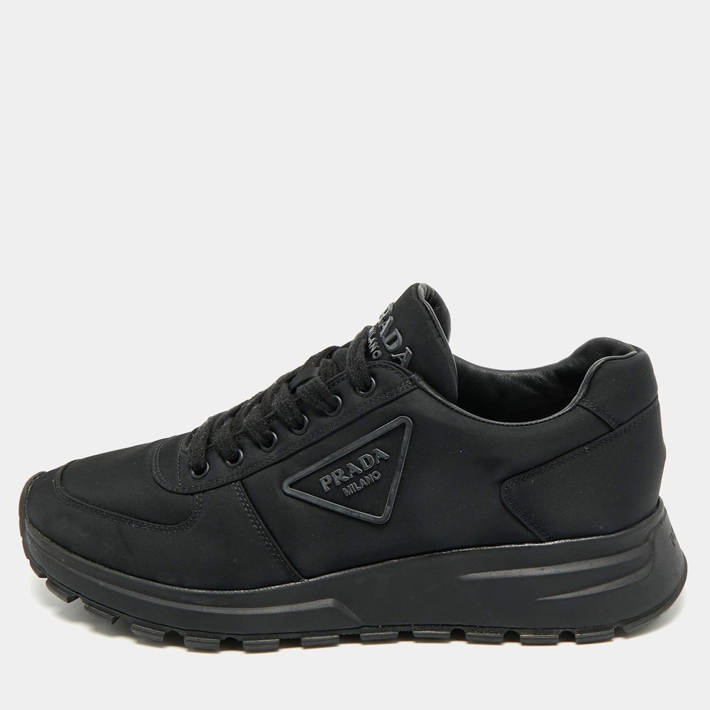 Prada Black ReNylon Prax Logo Low Top Sneakers Size 40