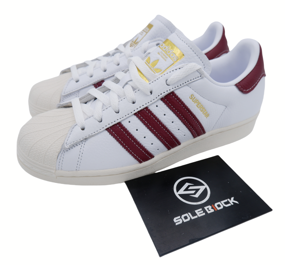 adidas Superstar Sneakers in White and Burgundy GZ1603